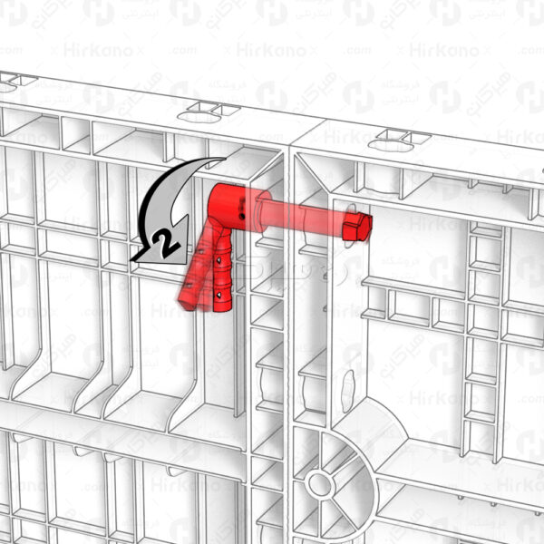 استفاده از اهرم جهت اتصال پنل‌های قالب پلاستیکی بتن